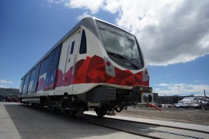 Vagón del décimo quinto tren de la flota del Metro de Quito.