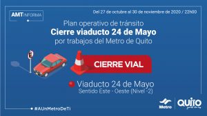 Desde la noche del martes 27 de octubre se cerrará por 30 días el sentido este – oeste del viaducto de la 24 de Mayo.