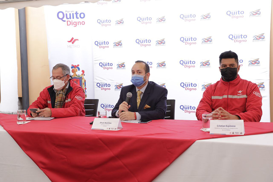 En rueda de prensa, se confirmó que para agosto de 2022 se tendrá contratada la empresa internacional que operará el Metro de Quito.