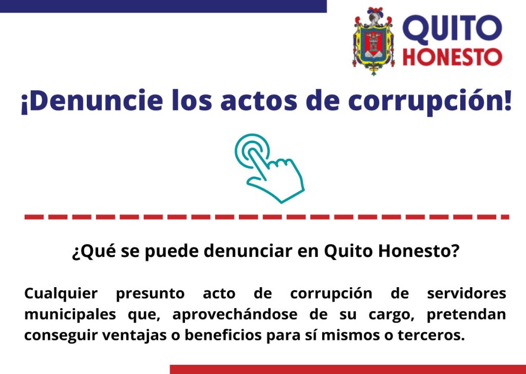Haz tus denuncias de actos de corrupción en Quito Honesto