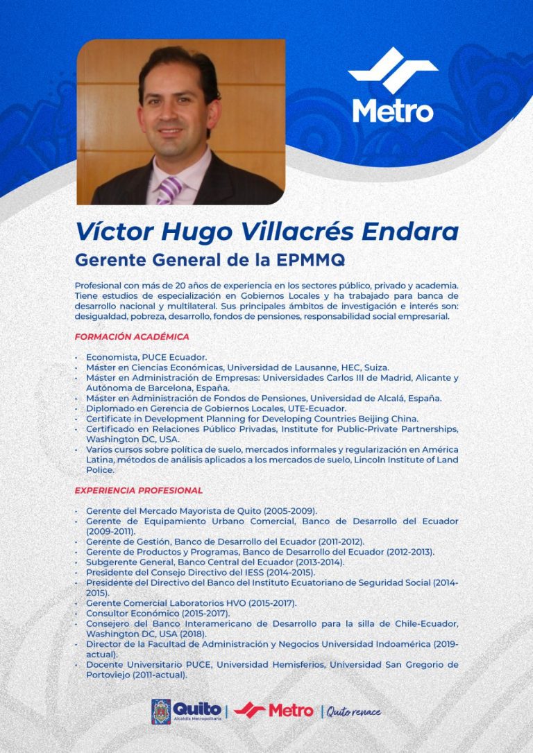 Perfil del gerente general Víctor Hugo Villacrés