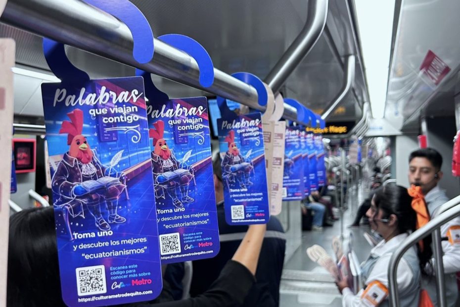 Los trenes del Metro se llenaron de palabras como 'guagua', 'canguil' o 'chulla vida' que forman parte del Diccionario de Ecuatorianismos.